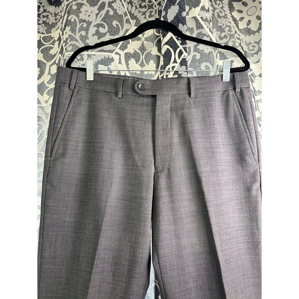 2 Penguin Munsingwear Gray Wool-Poly Dress Pants Stretch Flat Mens Size 36 W 34L